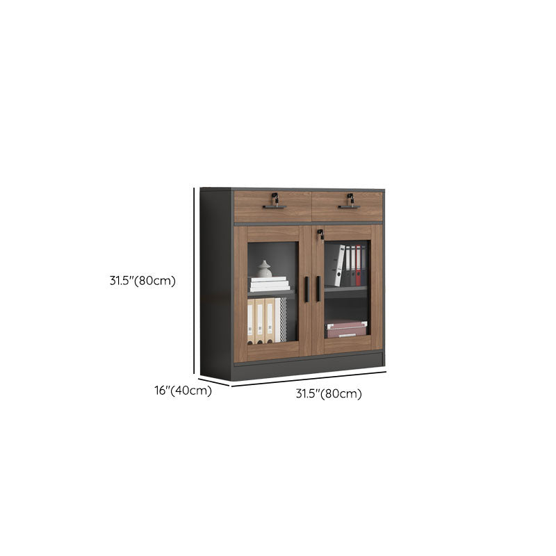 Contemporary File Cabinet Solid Wood Frame Vertical File Cabinet with Key Lock