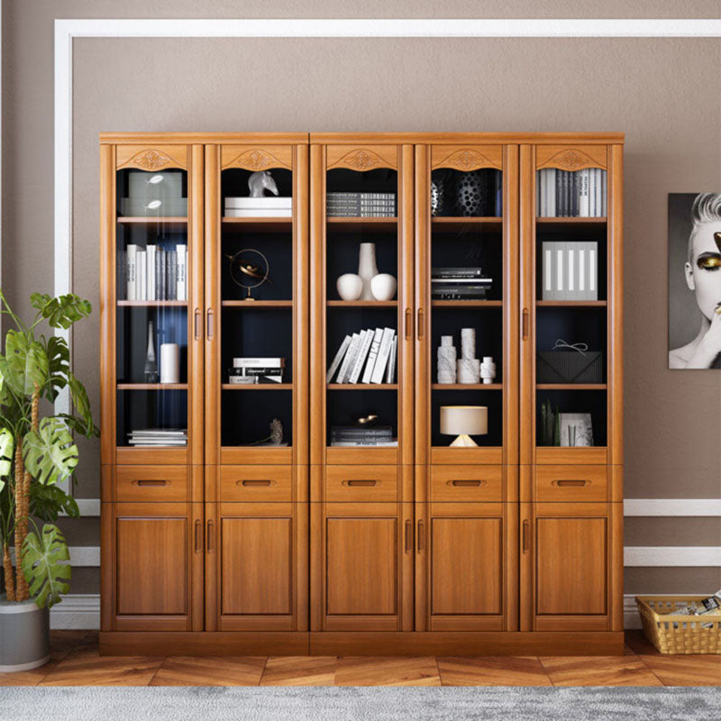 Contemporary File Cabinet Rubber Wood Frame Vertical File Cabinet with Shelves