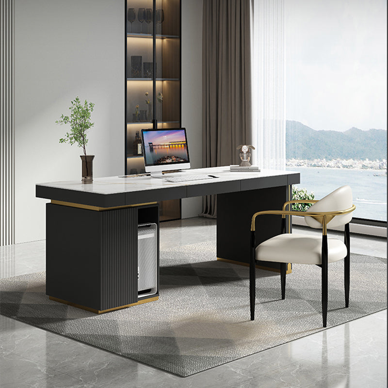 29.25 Inch H Contemporary Office Desk Stone Rectangle Computer Desk