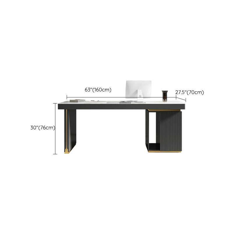 29.25 Inch H Contemporary Office Desk Stone Rectangle Computer Desk