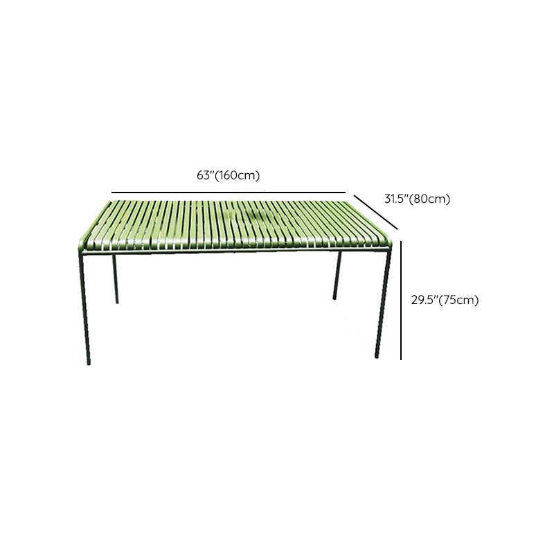 Metal Dining Table Industrial Green Rectangle Rust Resistant Table