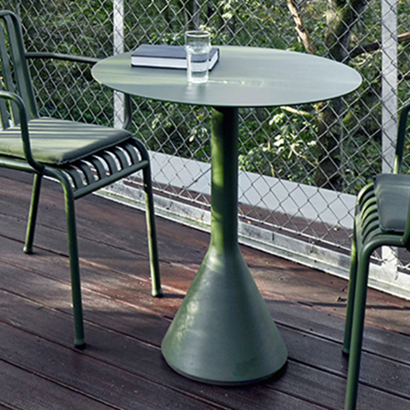 Contemporary Bistro Table Green Water Resistant Metal Table, 29.13" High