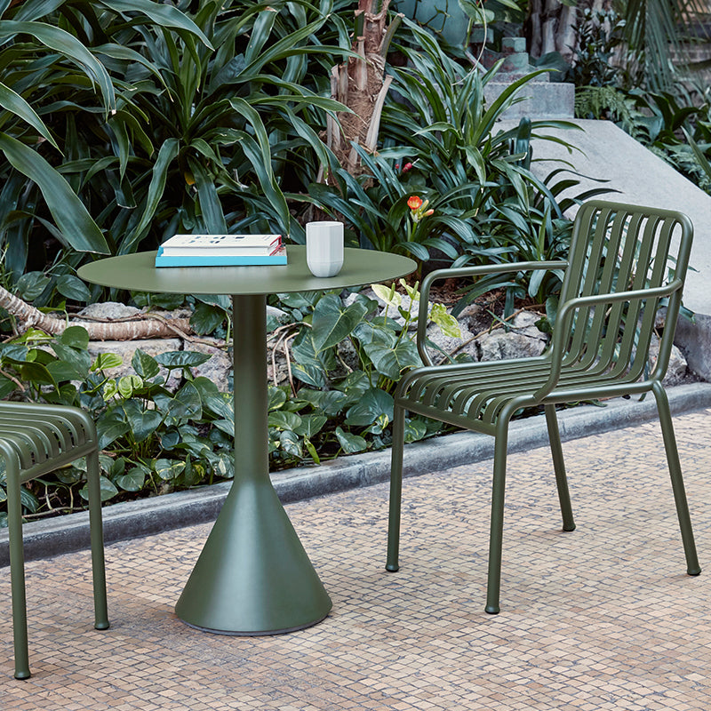 Contemporary Bistro Table Green Water Resistant Metal Table, 29.13" High