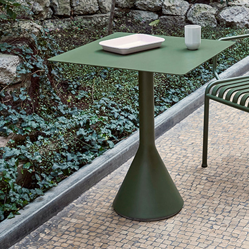 Contemporary Bistro Table Green Water Resistant Metal Table, 29.13" High