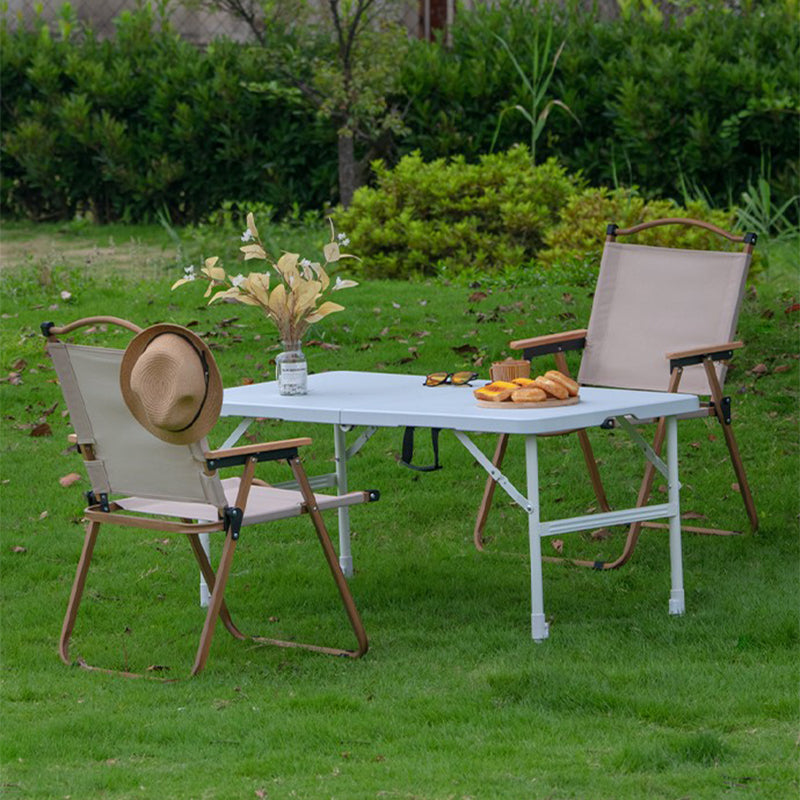 Contemporary White Dining Table Plastic Rectangle Folding Table, 23.62" Wide