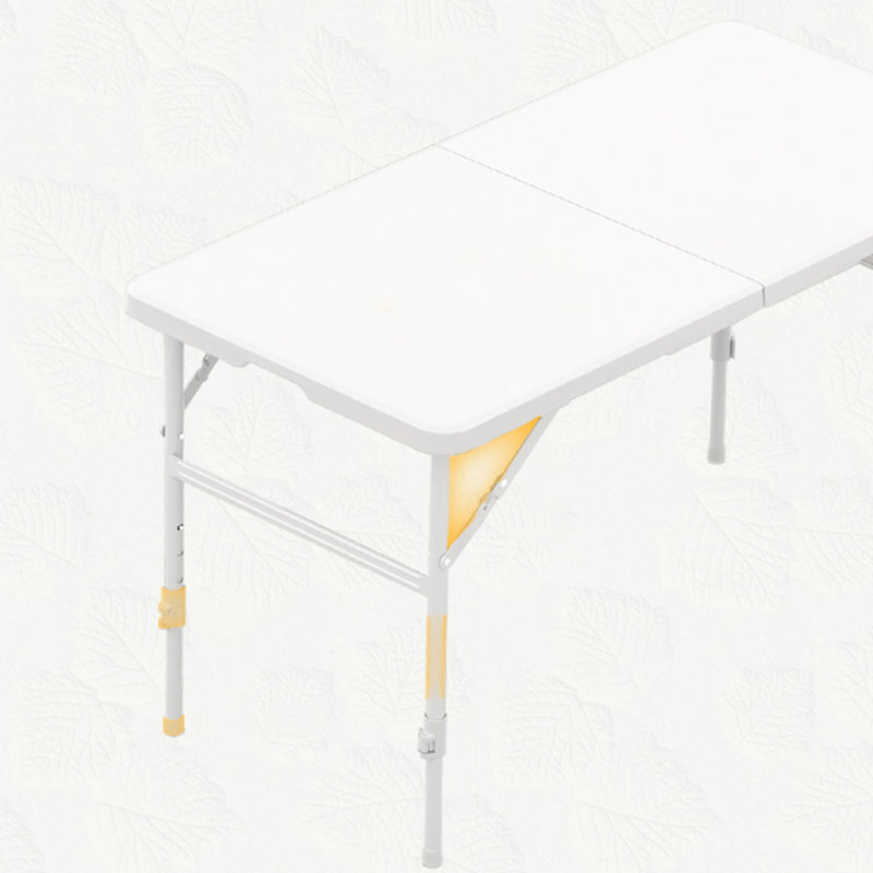 Contemporary White Dining Table Plastic Rectangle Folding Table, 23.62" Wide