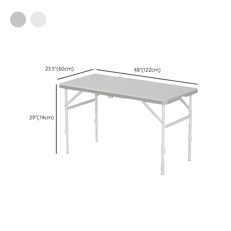 Contemporary White Dining Table Plastic Rectangle Folding Table, 23.62" Wide