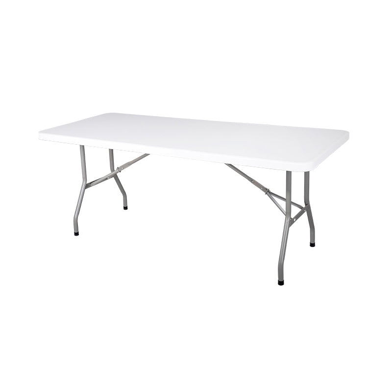 Rectangle Modern Dining Table White Plastic Table with Metal Frame