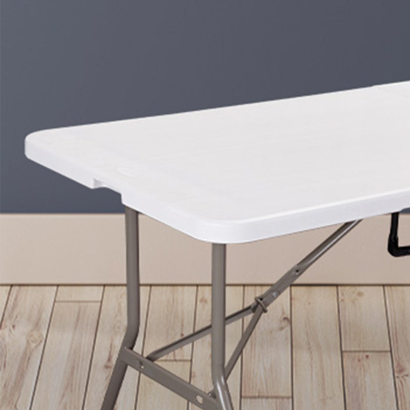 Rectangle Modern Dining Table White Plastic Table with Metal Frame