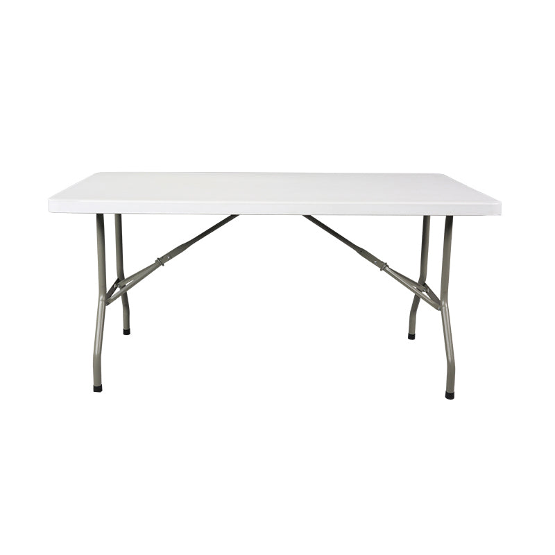 Rectangle Modern Dining Table White Plastic Table with Metal Frame