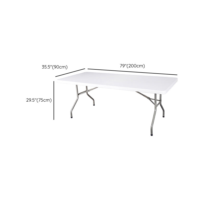 Rectangle Modern Dining Table White Plastic Table with Metal Frame