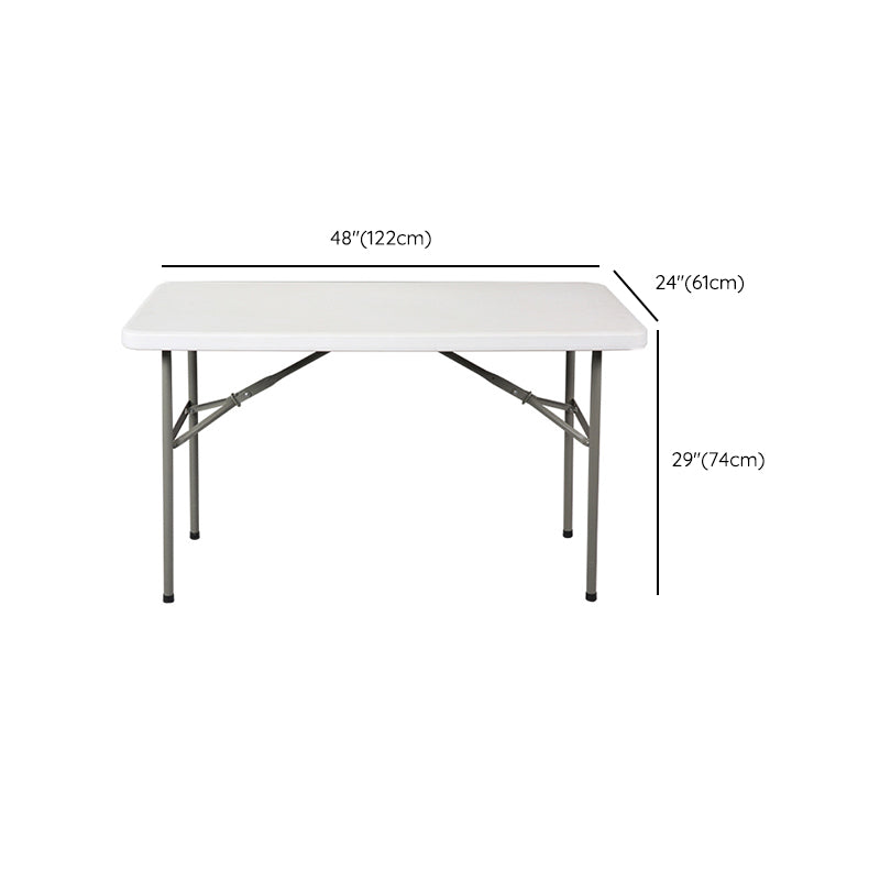 Rectangle Modern Dining Table White Plastic Table with Metal Frame