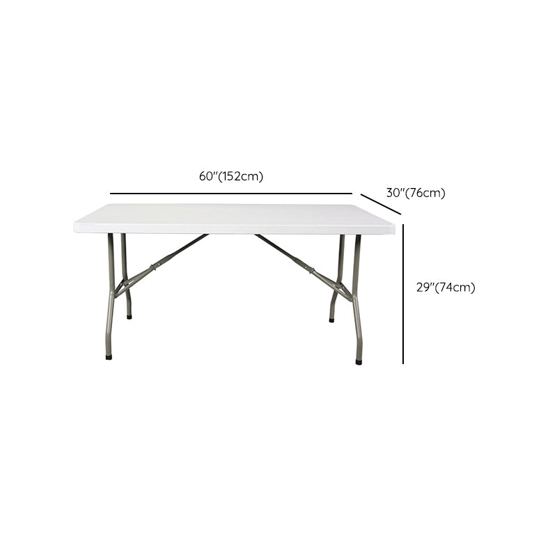 Rectangle Modern Dining Table White Plastic Table with Metal Frame