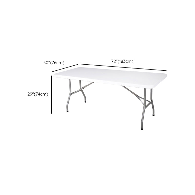 Rectangle Modern Dining Table White Plastic Table with Metal Frame