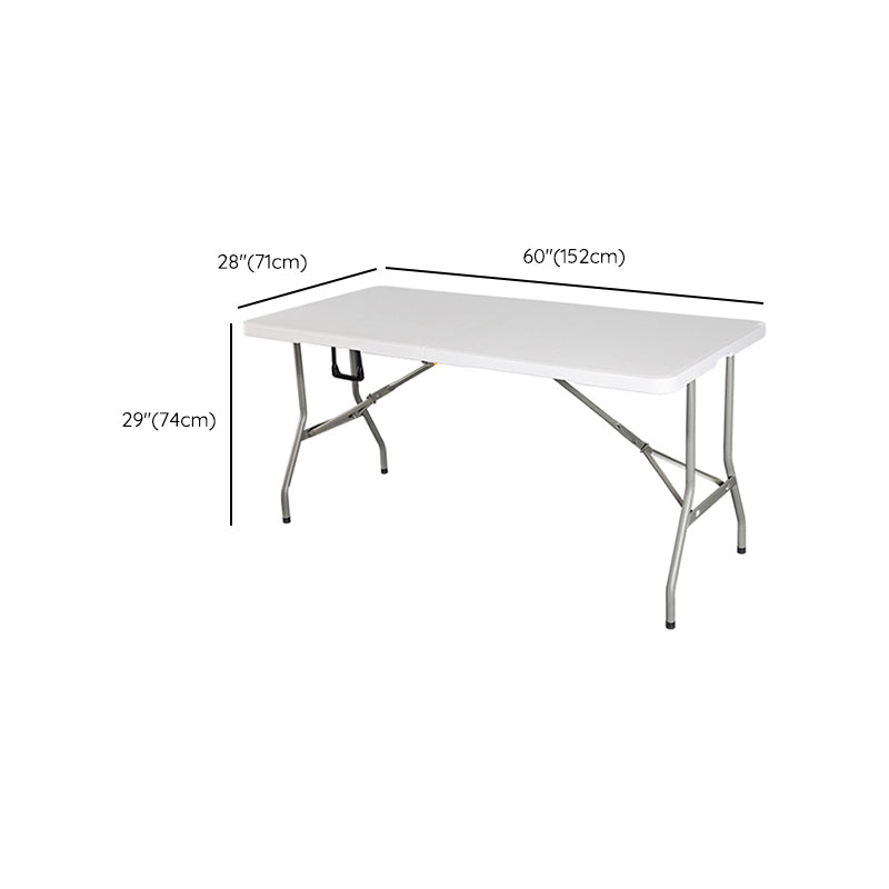 Rectangle Modern Dining Table White Plastic Table with Metal Frame