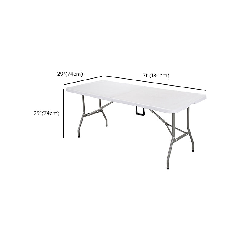 Rectangle Modern Dining Table White Plastic Table with Metal Frame