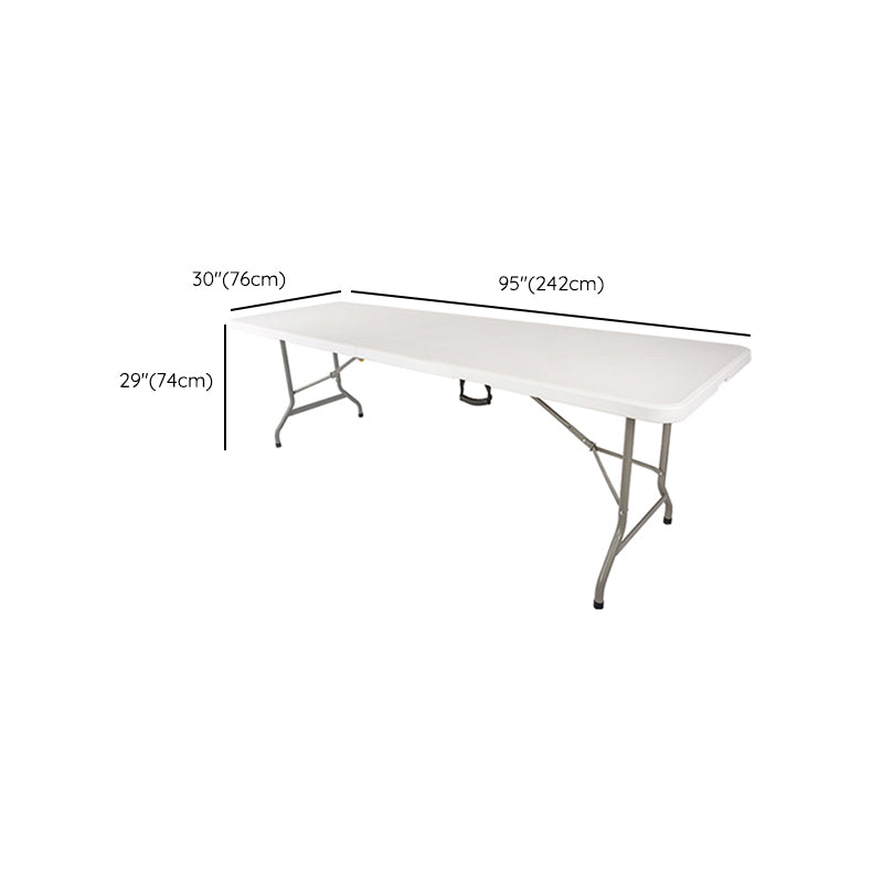 Rectangle Modern Dining Table White Plastic Table with Metal Frame