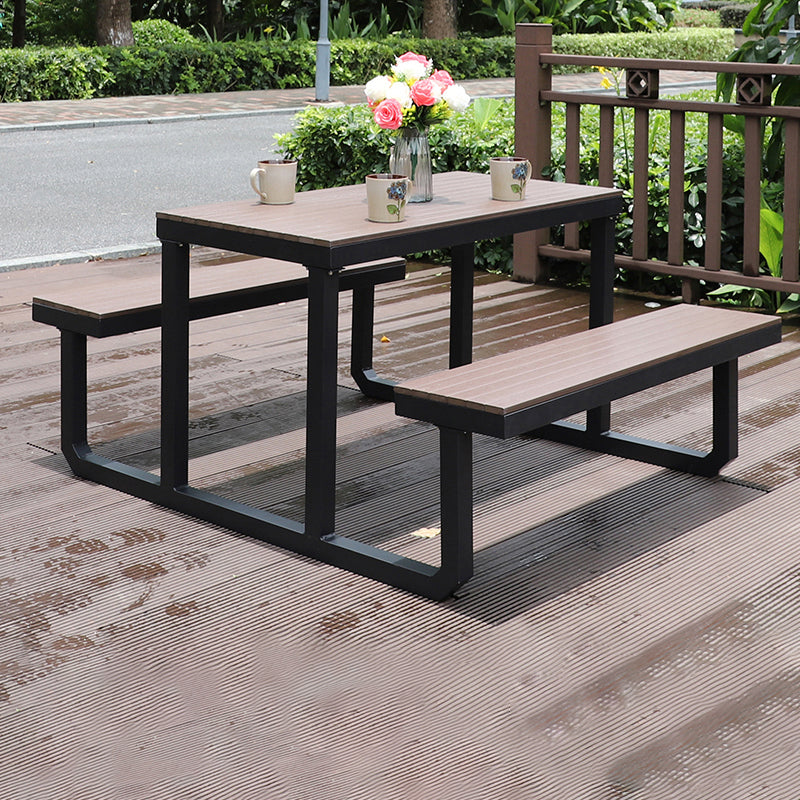 Rectangle Picnic Table 27.55" High Wood Table with Metal Frame