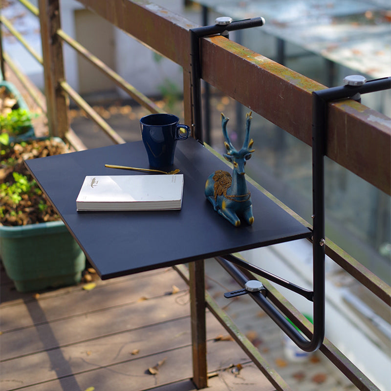 Black Iron Balcony Table 27.55" High Rectangle Water Resistant Table