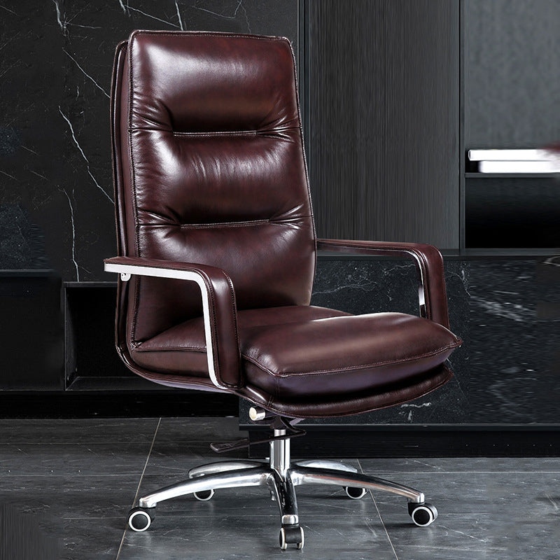 Modern Office Chair Adjustable Seat Height Padded Arms Faux Leather Desk Chair with Wheels