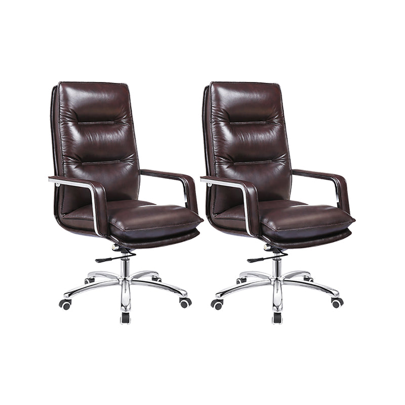 Modern Office Chair Adjustable Seat Height Padded Arms Faux Leather Desk Chair with Wheels