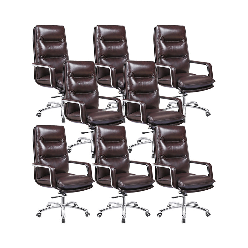 Modern Office Chair Adjustable Seat Height Padded Arms Faux Leather Desk Chair with Wheels