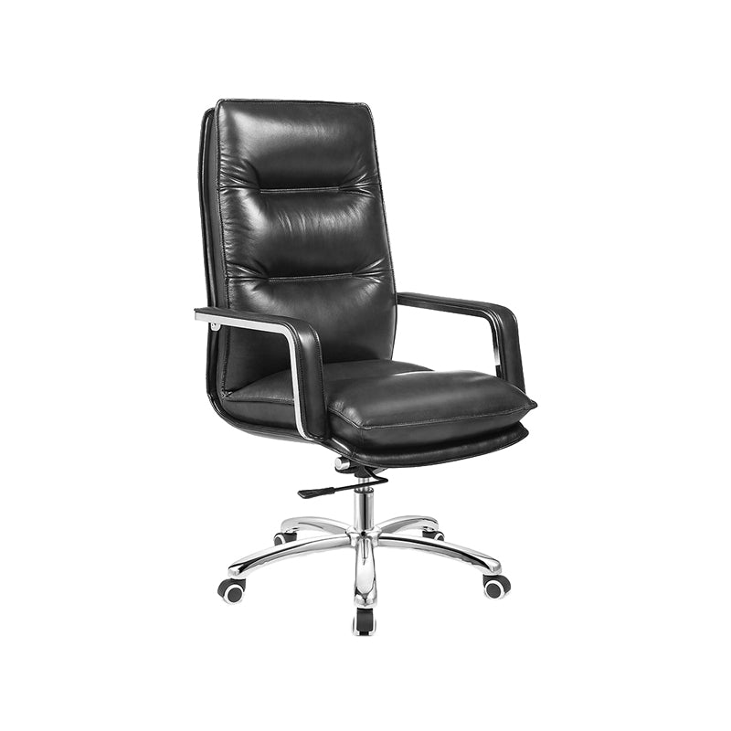 Modern Office Chair Adjustable Seat Height Padded Arms Faux Leather Desk Chair with Wheels