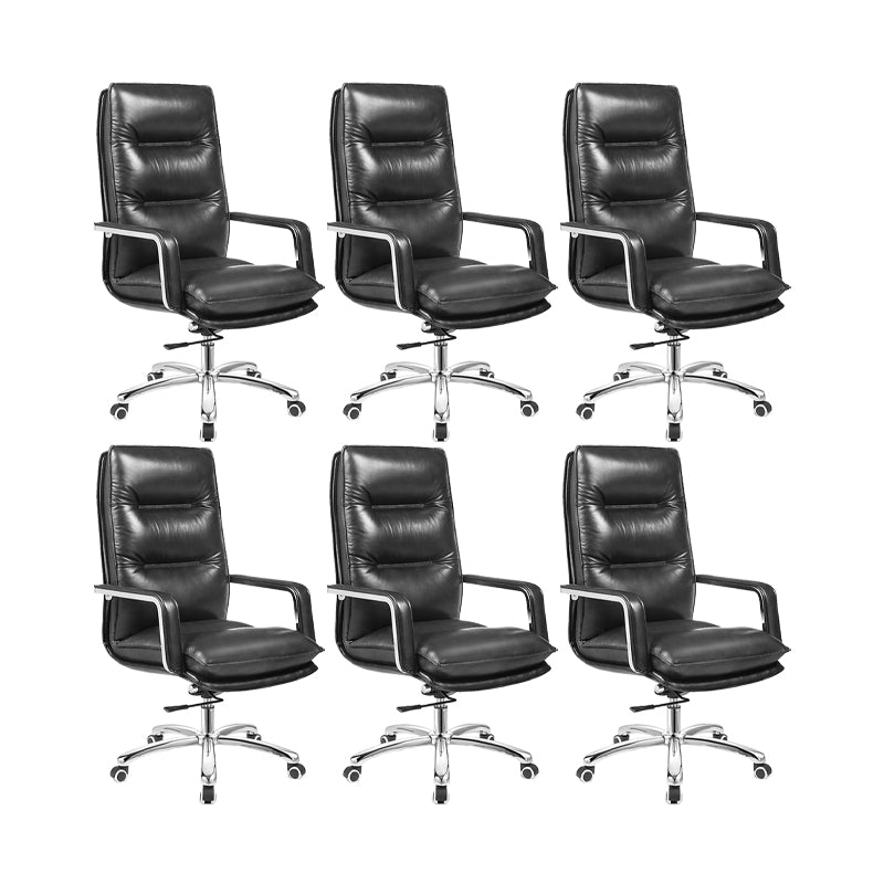 Modern Office Chair Adjustable Seat Height Padded Arms Faux Leather Desk Chair with Wheels