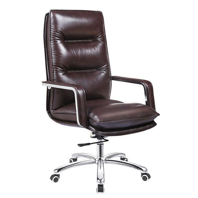 Modern Office Chair Adjustable Seat Height Padded Arms Faux Leather Desk Chair with Wheels