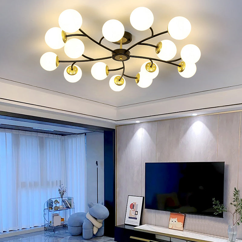 Nordic Style Ceiling Light Ball Shape Glass Shade Ceiling Lamp for Living Room