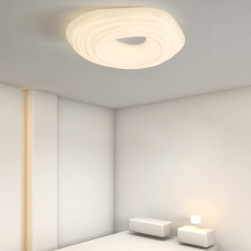 Geometric Shape Plastic Flush Mount Light Modern 1 Light Ceiling Mount Light in White