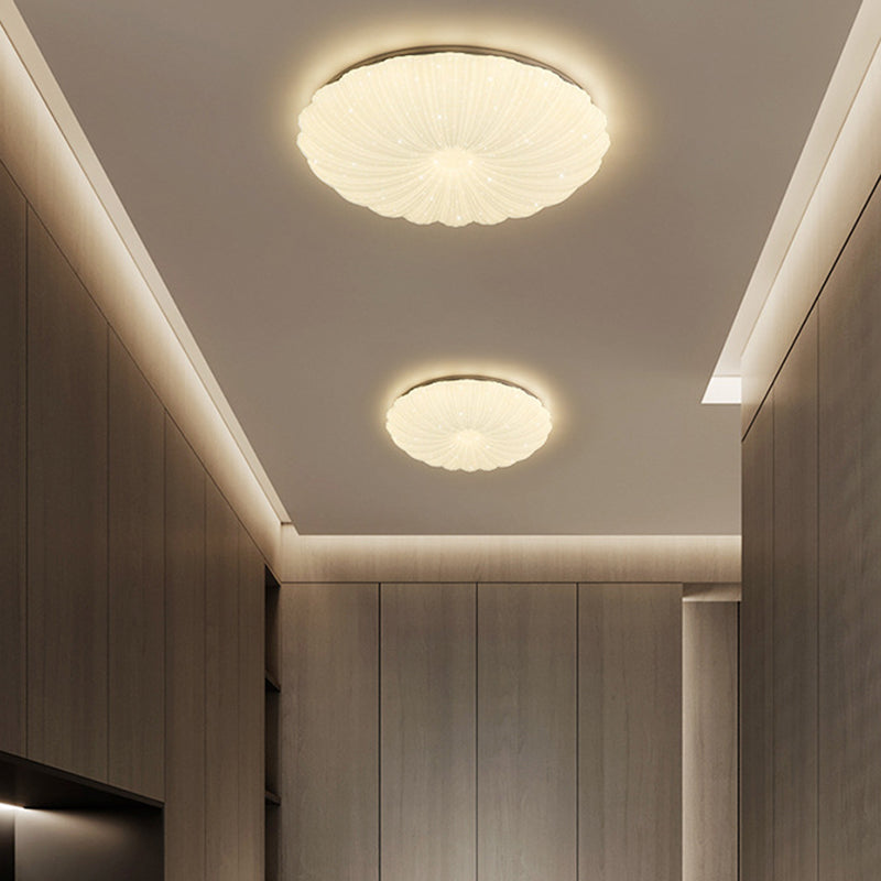 Contemporary 1 - Light Flush Mount Light in White Iron and Acrylic LED Ceiling Flush