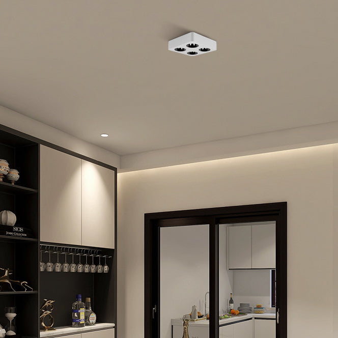 Modern 4 - Light LED Flush Mount Aluminum Flush in Black / White