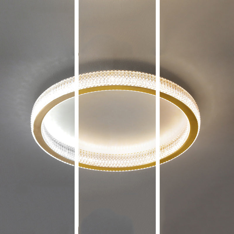 Golden Single Flush Mount Lighting Circle LED Ceiling Light for Living Room