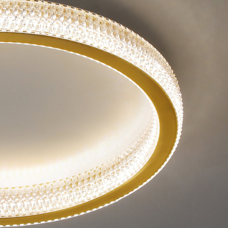 Golden Single Flush Mount Lighting Circle LED Ceiling Light for Living Room