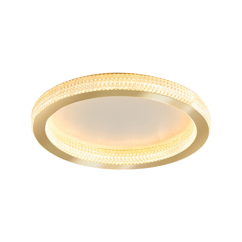 Single Golden Flush Mount Lighting Circle Glass LED Ceiling Light for Living Room