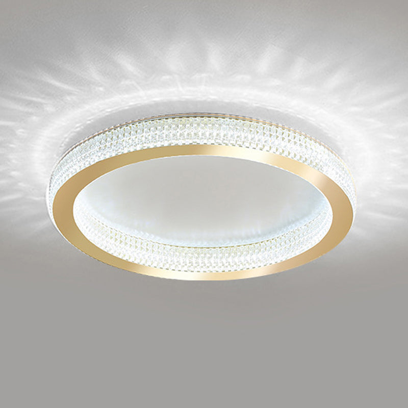 Single Golden Flush Mount Lighting Circle Glass LED Ceiling Light for Living Room