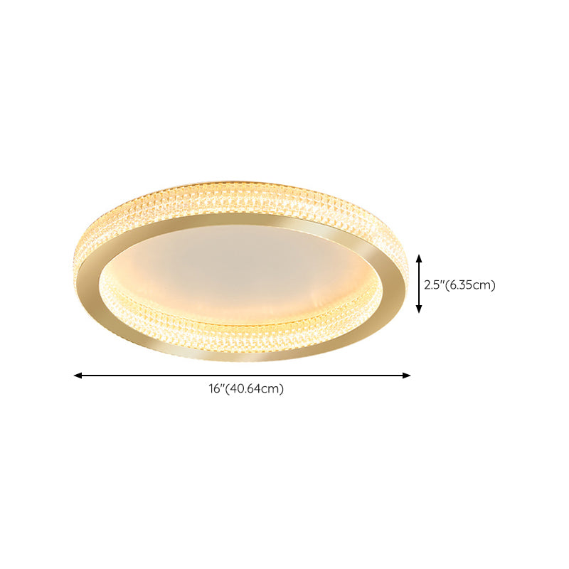 Single Golden Flush Mount Lighting Circle Glass LED Ceiling Light for Living Room