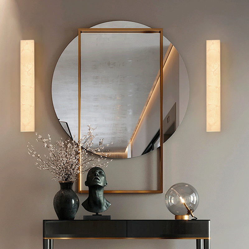 LED Modern Wall Sconce Linear Shape Vanity Lamp with Marble Shade