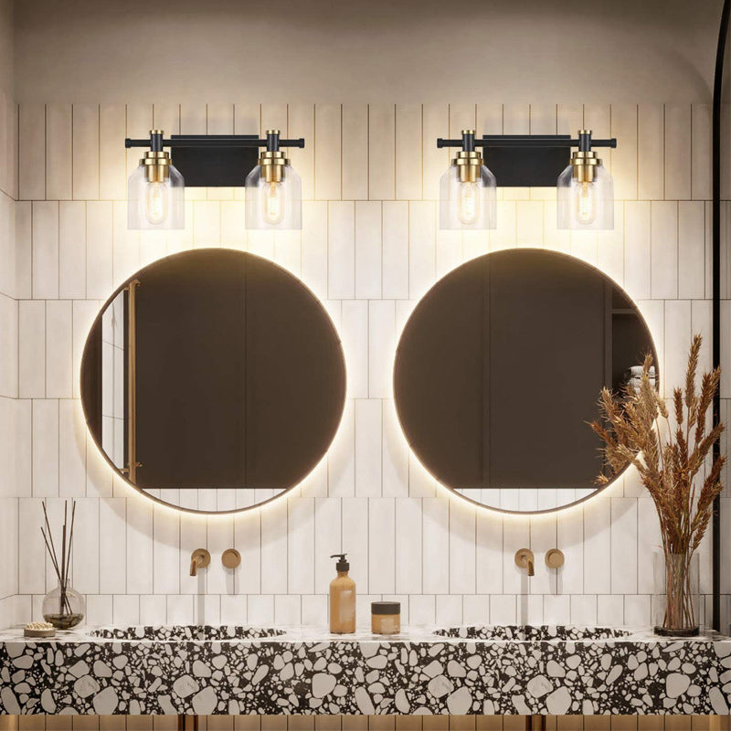 Black 2/3/4-Light Bathroom Vanity Light Modern Glass Shaded Bath Bar