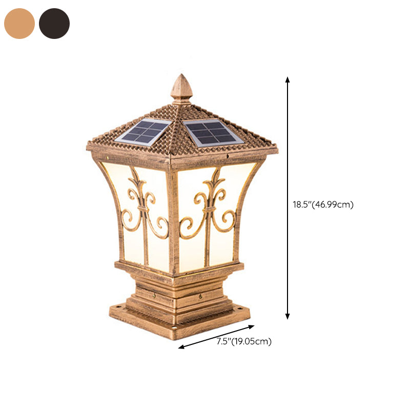 Waterproof Pillar Lamp Black/Golden Square Solar Outdoor Lights for Garden