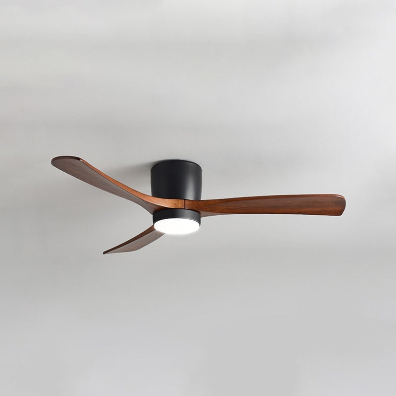 Contemporary Ceiling Fan Light Fixture Wooden LED Ceiling Flush Mount for Bedroom