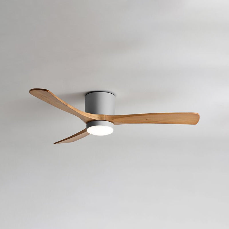 Contemporary Ceiling Fan Light Fixture Wooden LED Ceiling Flush Mount for Bedroom