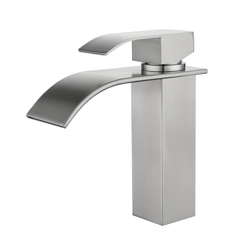 Industrial Vessel Faucet Stainless Steel Lever Handles Waterfall Spout Bathroom Faucet