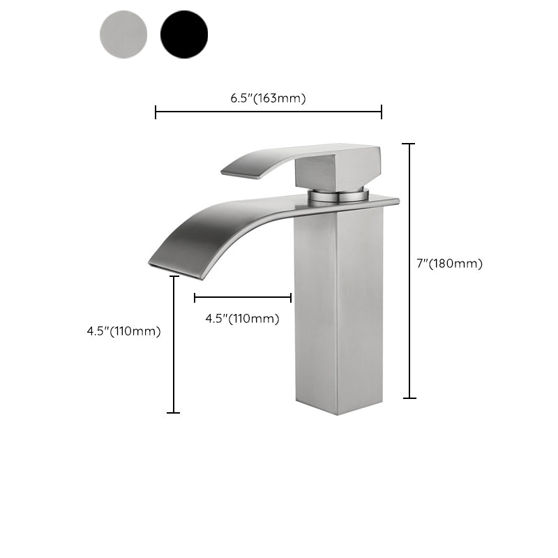 Industrial Vessel Faucet Stainless Steel Lever Handles Waterfall Spout Bathroom Faucet