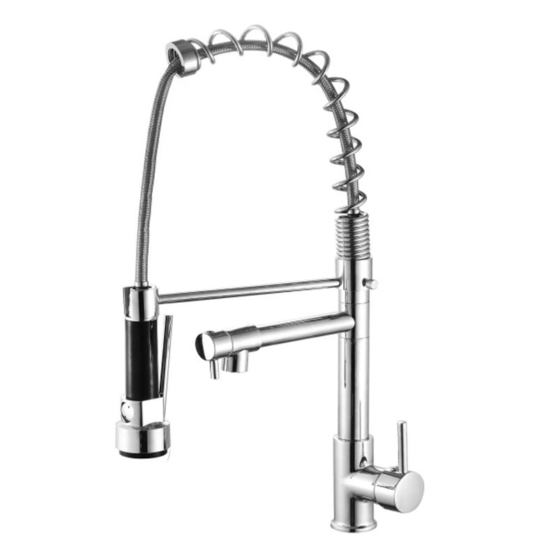 Farmhouse Bar Faucet Brass Lever Handles Spring Spout Pot Filler Kitchen Faucet