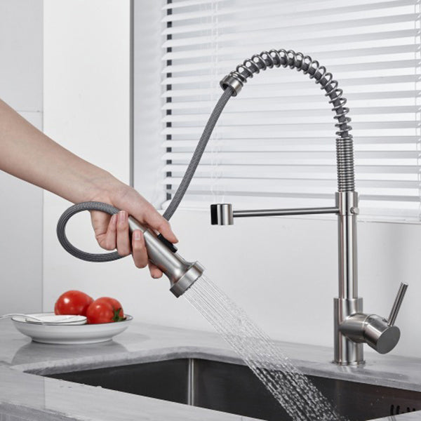 Modern Kitchen Faucet Brass Lever Handles Pre-Rinse High-Arc Kitchen Faucet