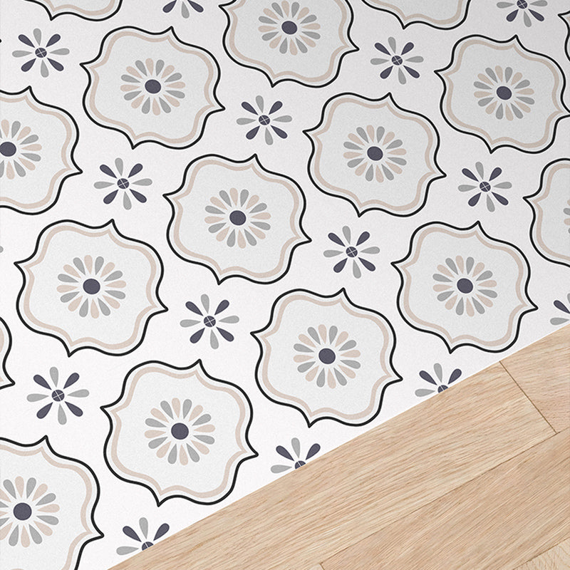 Square Indoor Vinyl Flooring Peel and Stick Flower Print Waterproof Vinyl Flooring