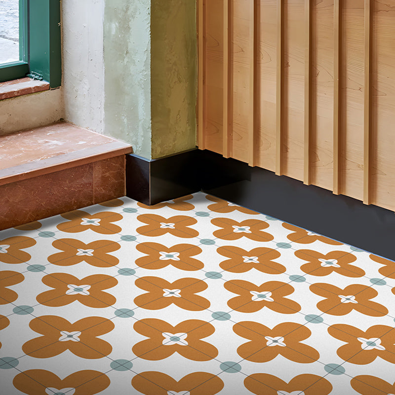 Square Indoor Vinyl Flooring Flower Print Peel and Stick Waterproof Vinyl Flooring