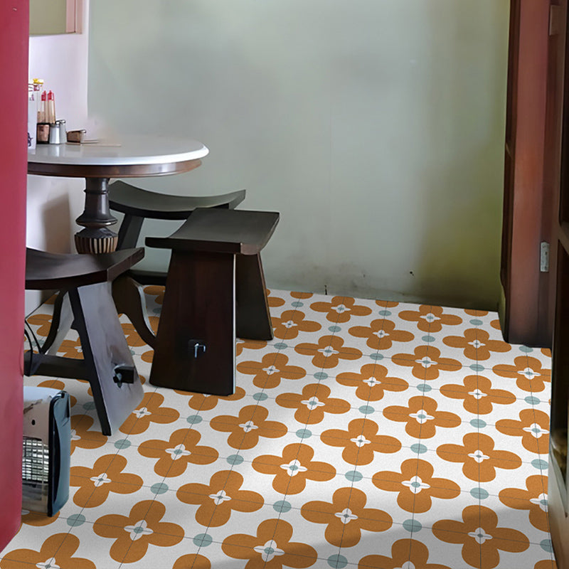 Square Indoor Vinyl Flooring Flower Print Peel and Stick Waterproof Vinyl Flooring